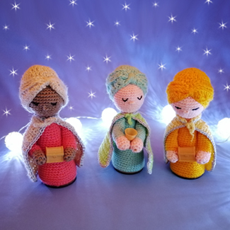 Reyes magos en crochet. Pesebres tejidos a mano. Melchor, gaspar, baltazar. Talykí Taller de Tejidos y diseño textil